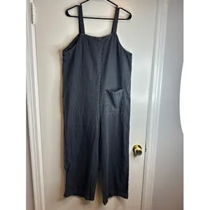 Universal Thread Boho Utility Wide Leg Overalls Sz:S Charcoal Gray Cotton Linen thumbnail 2