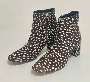 J. CREW Side Zip Ankle‎ Boots Leopard Calf Hair Leather Spotted Zippers Size 8.5 thumbnail 1