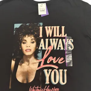 Vintage Whitney Houston Short Sleeve T-Shirt Black I Will Always Love You thumbnail 2