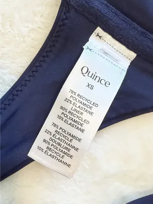 NWT Quince Italian Demi Bikini Top in Deep Navy - Size: Extra Small thumbnail 3