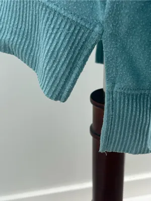 Aerie Women's Teal Blue Green Long Sleeve Oversized Slit Hem Pullover Sweater XS thumbnail 4