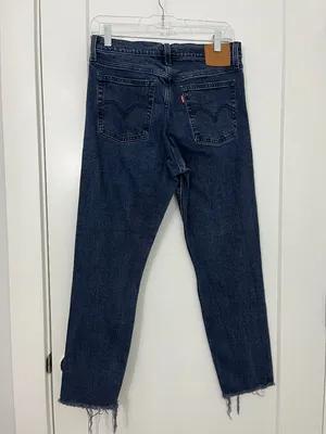Levi's Size 28 Wedgie High Rise Ankle Jeans Dark Wash Raw Hem thumbnail 6