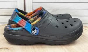 Crocs Classic Tie‎ Dye Faux Fur Lined Slip On Clogs Black Multi Womens Size 6 thumbnail 1