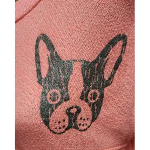 Rampage Pullover Sweatshirt‎ Dog Graphic Bonjour Coral Pink Comfy Medium thumbnail 2