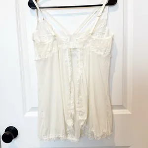 Vtg Womens White Lace Lingerie Top XL Feminine Romantic Dainty Wedding Night thumbnail 4