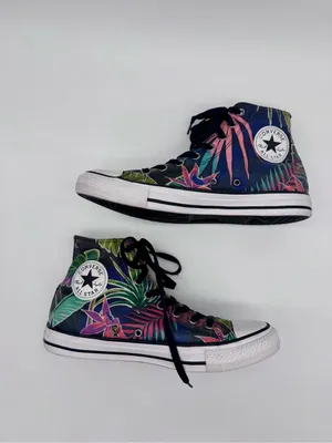 Converse Chuck Taylor High Top Tropical Floral Palm Sneakers Mens 8 Womens 10 thumbnail 7