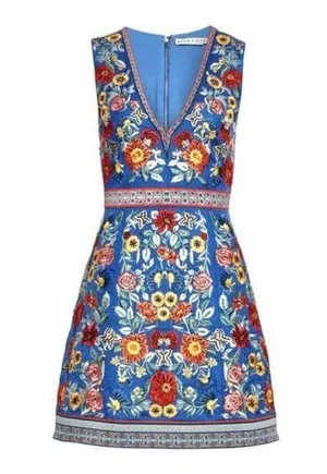 Alice + Olivia Patty Riviera Floral Embroidered A Line Mini Dress Size US 8 thumbnail 1