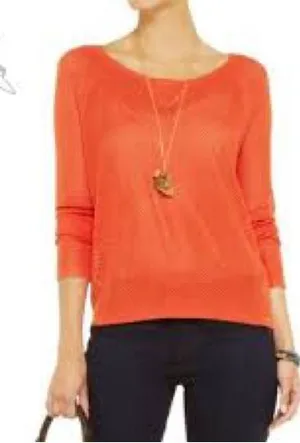 Rag & Bone Katya Orange Lightweight Open Knit Eyelet Sweater, Sz S Retail $178 thumbnail 1