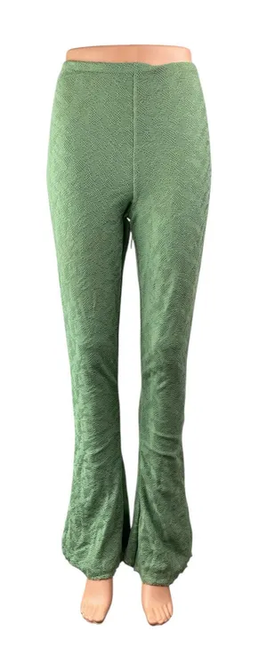 Oh Polly Women's Green High Rise Lace Up Back Flare Bootcut Bell Bottom Pants 4 thumbnail 1