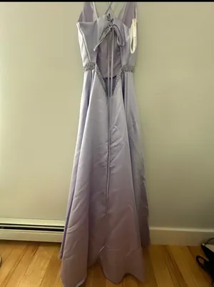 JJ's House Purple Satin A Line Open Corset Back Prom Dress thumbnail 7