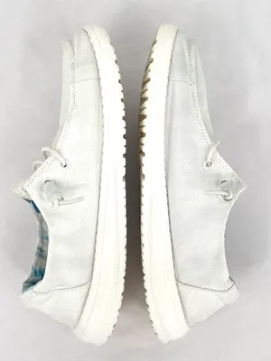 HEY DUDE Wendy Silk Moon White Canvas Slip-On Loafers Women’s 7 thumbnail 4