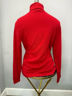Ralph Lauren Red Turtleneck Long-Sleeve Top with Gold Crest thumbnail 2