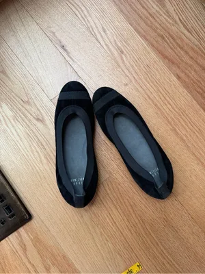 Stuart Weitzman Black Suede Ballet Flats Grosgrain Trim Size 6.5 thumbnail 4