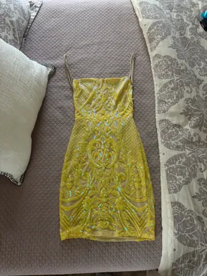 Lucy in the Sky Yellow Sequin Dress Backless thumbnail 8
