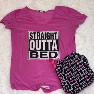 Charlotte Russe Women’s Pink 'Straight Outta Bed' Sleep Tee and Pant Set thumbnail 1