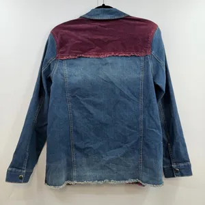 LOGO By Lori Goldstein Denim Corduroy Jacket S Burgundy Colorblock Boho Western thumbnail 4