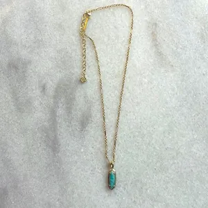Kendra Scott pendant necklace genuine stone 14K gold over brass jewelry New OS thumbnail 3