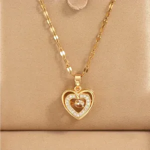 Graduation Gift 🎓 Golden Love Heart Pendant Necklace, Simple Necklace thumbnail 4