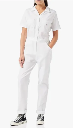 Dickies Women's Short Sleeve Flex Coverall Jumpsuit size S White thumbnail 1