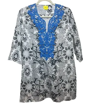 Roller Rabbit Tunic with Blue Embroidery Sz. S thumbnail 1