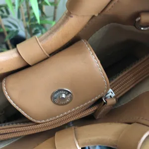 Tan beige cream woven straw hand tote bag with embroidered flowers and wooden handles thumbnail 3