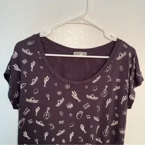 Pleione‎ Women's Size Small T-Shirt Gray Scoop Neck Southwest Sombrero Chips thumbnail 3