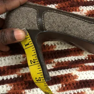 Worthington Office Siren Core Brown Plaid Hereingbone open peep toe heels pumps buckle -7M Great condition thumbnail 6