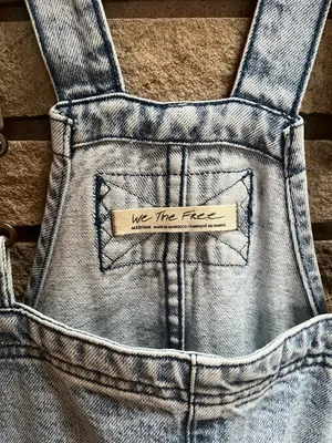 Free People We The Free Denim Overall Dress Indigo Medium thumbnail 7
