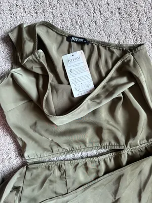 BTFBM Olive Green One Shoulder Wrap Dress NWT Medium thumbnail 3