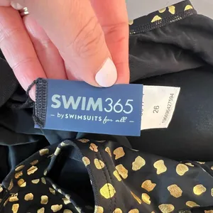 Swim365 Black Gold Spotted Adjustable Strap Mesh Trim Swim Top Dress Size 26 thumbnail 7