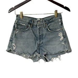 AGOLDE Parker High Waisted Denim Distressed Shorts thumbnail 3