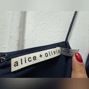 Alice + Olivia Dion Ruched Midi Slip Dress Navy Size 4 thumbnail 5