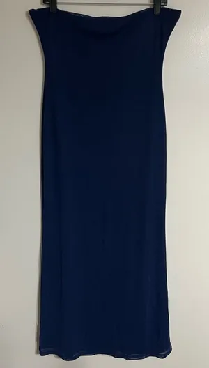 ThatsSoFetch Women's Blue Tube Top Strapless‎ Maxi Dress Lined Size 12 thumbnail 1