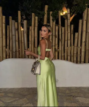 ZARA Dress Lime Green Satin Effect Maxi Midi Wedding Party Date Coctail thumbnail 4