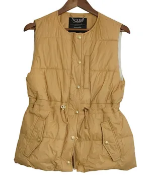J. Crew Women's Small Light Brown Beige Signature Puffer Vest Quilted Preppy thumbnail 1