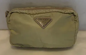 Prada Olive Nylon Triangular Logo Pouch thumbnail 1