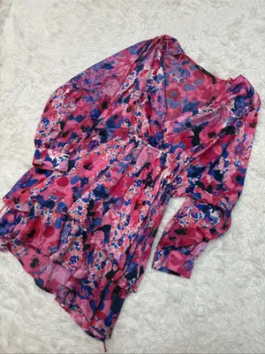 Zara purple and pink printed dress thumbnail 1