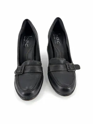 BOC Born Concept Black Leather Loafer Slip On closed Toe Comfort Casual Heel thumbnail 3