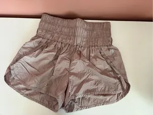 Free People Mauve/Taupe High-Waist Drawstring Shorts thumbnail 1