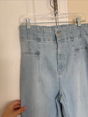 Free People We the Free Jayde Super High Rise Flared Jeans Light Wash Sz 31 thumbnail 4