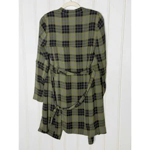 Babaton Aritzia Quincy Jacket Olive Green Plaid XS Tie Belt thumbnail 4