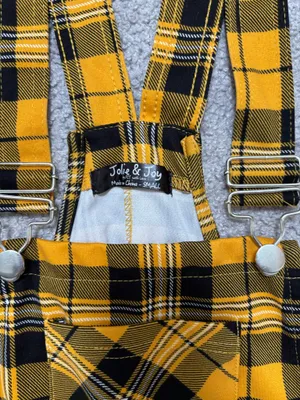 Jolie & Joy Yellow Plaid Pinafore Overall Mini Dress thumbnail 4
