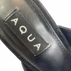 AQUA Studded Suede Mule Heels Black Pointed Toe Stiletto Pumps Womens Size 7 7M‎ thumbnail 2