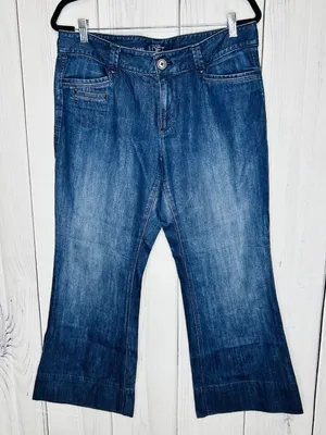 Ann Taylor Loft Curvy Flare Trouser Jeans Womens Sz 12 (32x27) Blue Mid-Rise thumbnail 1