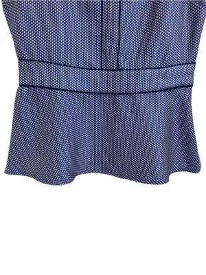 Banana Republic Peplum Top Blue White Geometric Notch Neck Sleeveless Size 8 thumbnail 6
