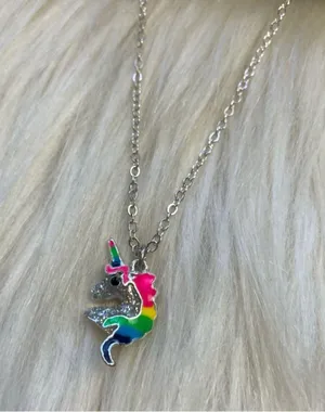 Unicorn silver tone necklace thumbnail 2