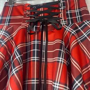 Red & Black Plaid Handkerchief Skirt Corset Tie Skirt women sz L thumbnail 2