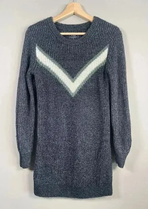 Abercrombie & Fitch Women Size Small Knit Sweater Dress Gray‎ Navy Green Varsity thumbnail 1