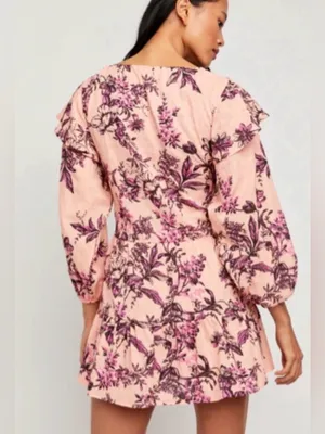 Free People Boho Mini Dress Size Small Cottagecore Festival Peasant Babydoll thumbnail 4