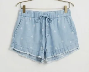 Cloth & Stone Shorts Size S Blue Polka‎ Dot Tencel Raw Hem Drawstring Casual thumbnail 1